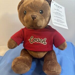 NEW Coach Fragrance Plush Brown Teddy Bear Logo T-Shirt Limited Edition NWT
